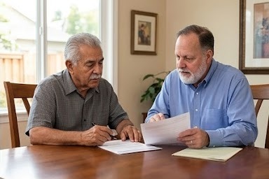 Donald E. Barbour reviewing Medicare options with a client